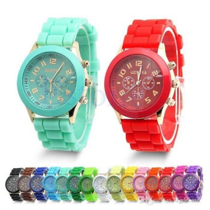 PA Jam Tangan GENEVA 259 Wanita Pria COUPLE Analog Fashion Casual Quartz Watch Rubber GN001 / C6/C7