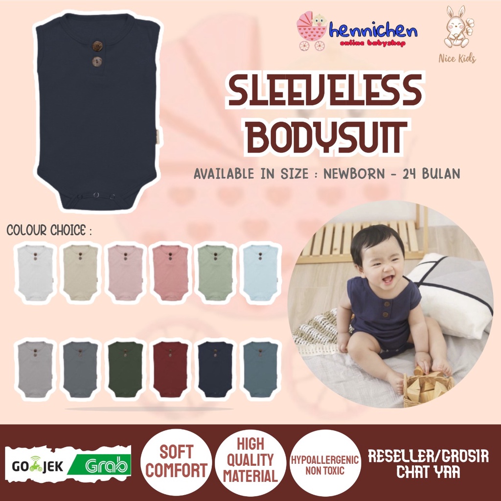 NICE KIDS NICEKIDS SLEEVELESS BODYSUIT BAJU BAYI BODYSUIT BAYI 0-24 BULAN