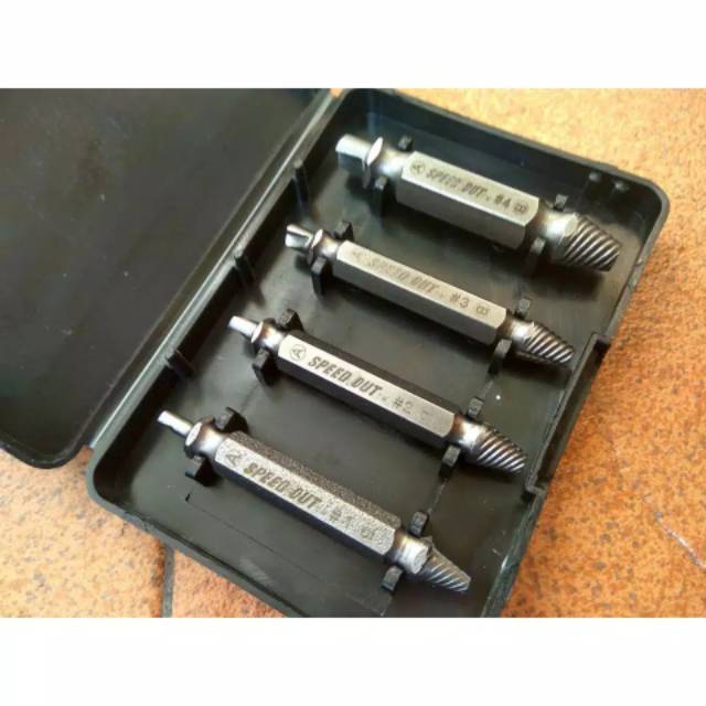 Screwbolt extractor tap drill bit set mata bor pembuka baut rusak A1J