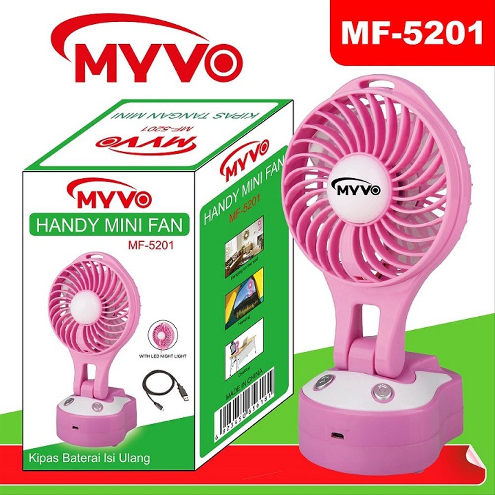 Myvo Kipas Portable Mini + Lampu Emergency Charge &amp; Baterai