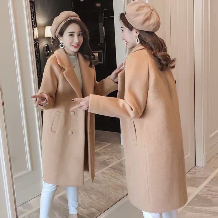 Jaket blazer Mantel panjang wanita musim dinginWinter long coat women