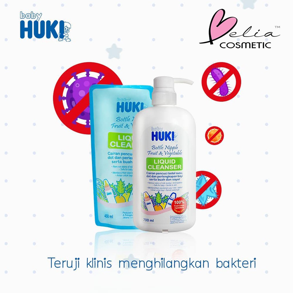 ❤ BELIA ❤ BABY HUKI Liquid Cleanser 100 | 200 | 450 ml | Pencuci Alat Bayi | Buah dan Sayur (✔️BPOM)