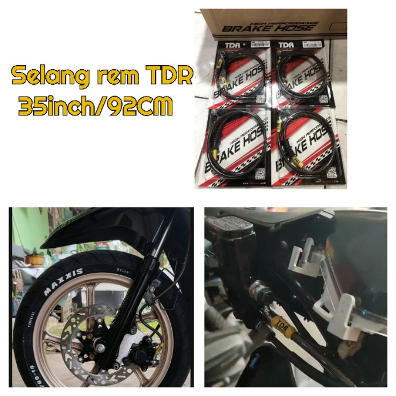 selang rem TDR 35inch /90cm, 37inch/100Cm,24inch/60cm, hitam carbon beat Vario Mio scoopy dll