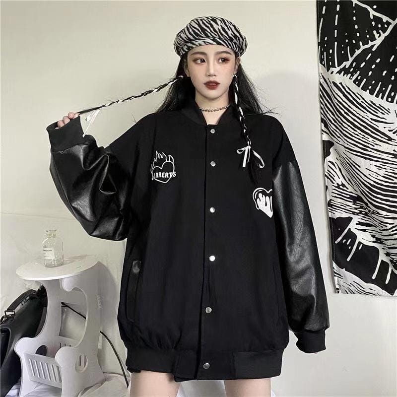 JACKET BASE BALL BLACK LOVER KOREA PREMIUM
