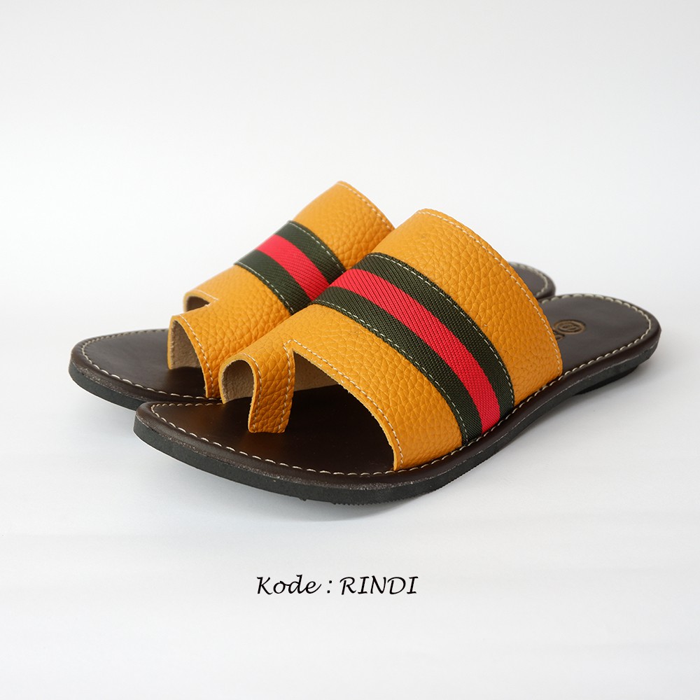  Sandal  Papirut Wanita  Kulit kode Rindi  kuning Shopee 