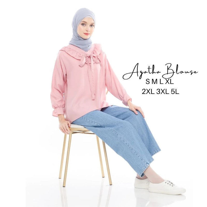 Size S M L XL XXL 3XL 4XL/5L - Agatha Blouse - Blouse Jumbo - Atasan Wanita Jumbo - Baju Jumbo - Tasan Big Size-Nude