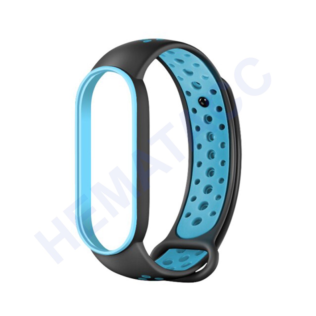 Sporty Strap Mi Band 5 / Mi Band 6 / Tali Jam Sport Xiaomi Mi Band-Hitam Biru