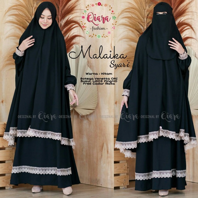 MALAIKA SYARI gamis syari free cadar original qiara fashion original intanaka kanza-1