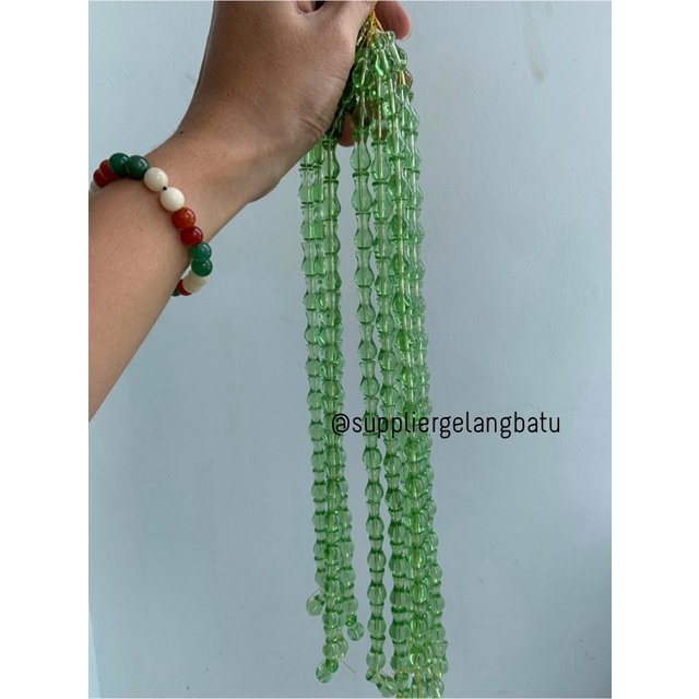 manik ujung kepala tasbih GUCI GREEN QUART aksesori kalung gelang 10mm