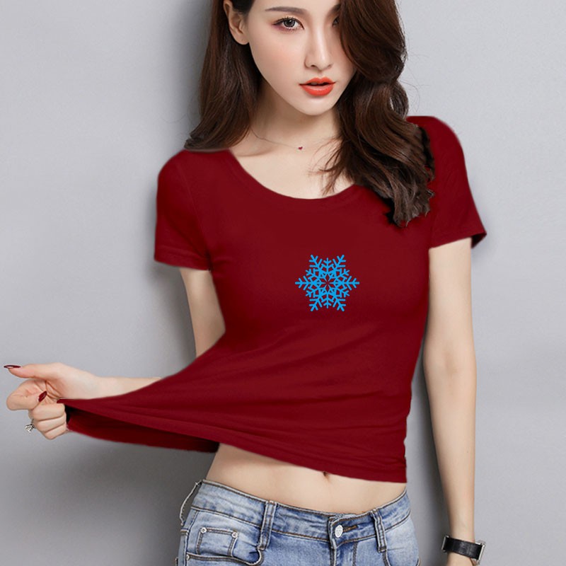 YOURSTYLE1119 - KAOS WANITA ONECK SNOWFLAKE/ KAOS TERLARIS / KAOS ONECK/ VALENTINE