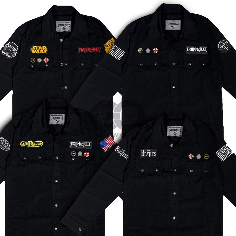 JAKET PRIA - Field Jacket semi parka | Jaket Trucker semiparka pria / cowok  Hitam full bordir ( emb