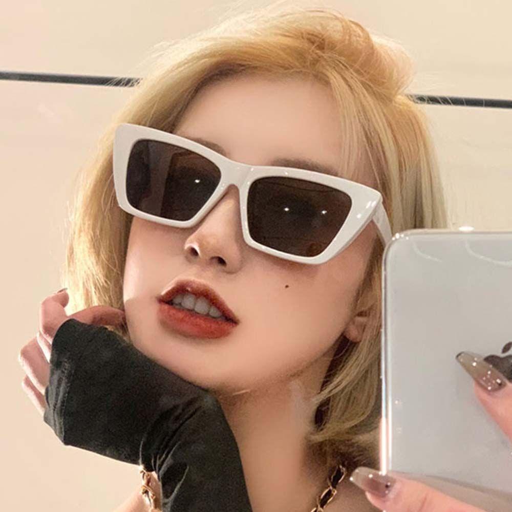 Mxbeauty Kacamata Hitam Mata Kucing Fashion Punk Hip Pop Motif Leopard Segitiga Kotak Hitam Gaya Korea Sunglasses