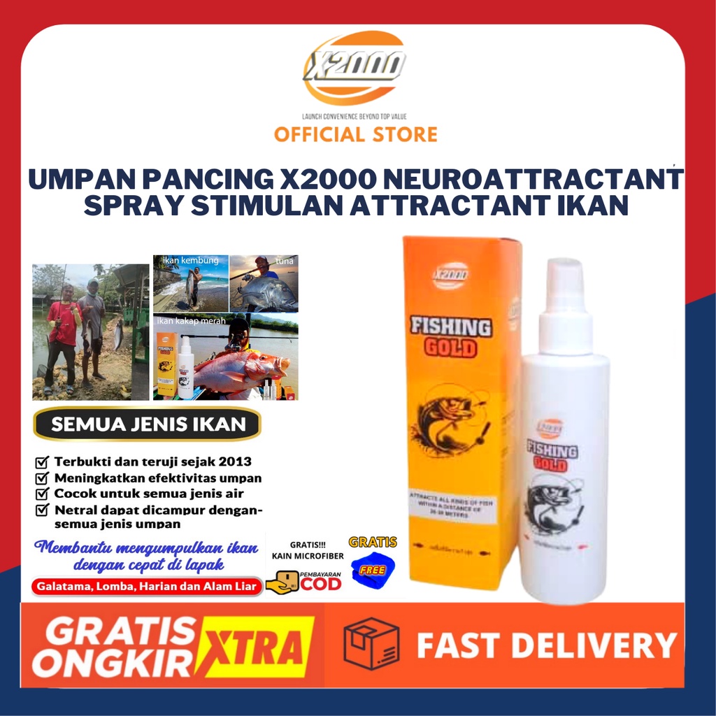 Umpan pancing semprot Fishing Gold X2000 umpan pancing yang menarik 2000 kali lebih cepat dari umpan biasa 150ml