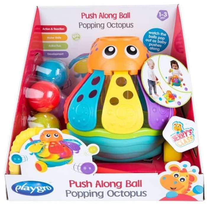 Playgro Pushalong Ball Popping Octopus Mainan Anak