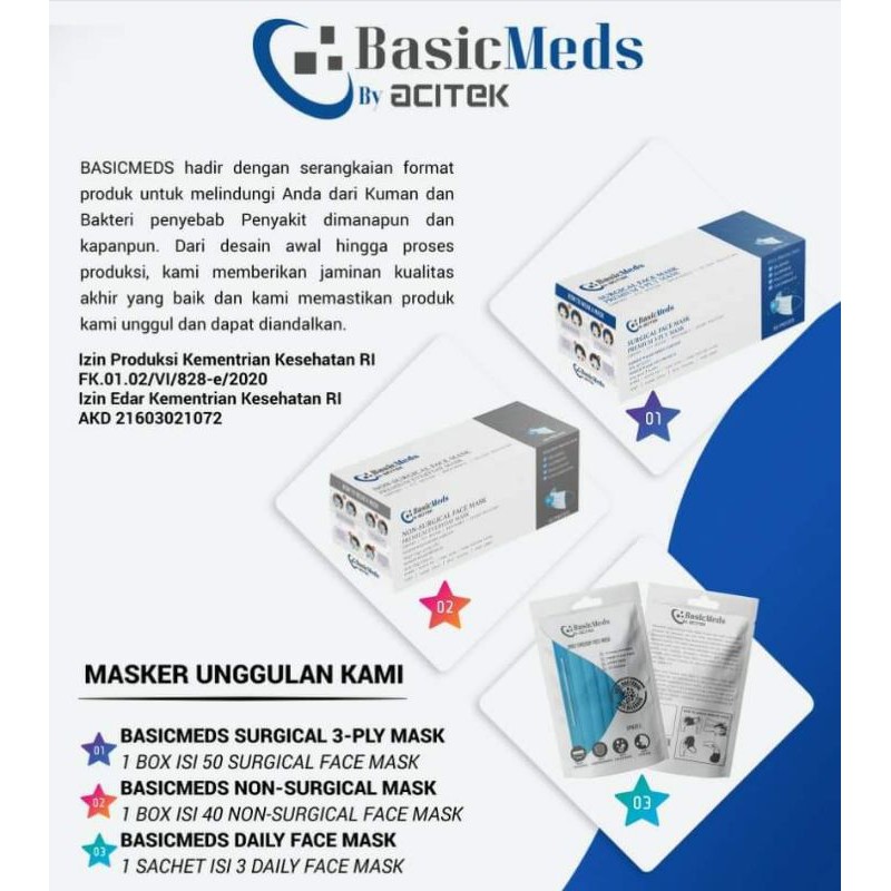 masker medis basic meds BFE 99%