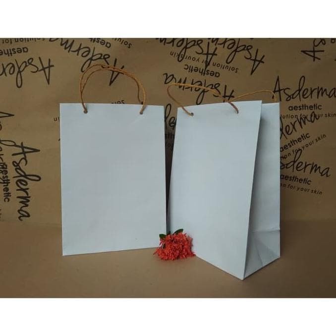 

(TERLARIS) Dijual Paperbag / Tas Kertas / Size 15X9X21 / Kraft Putih / Polos