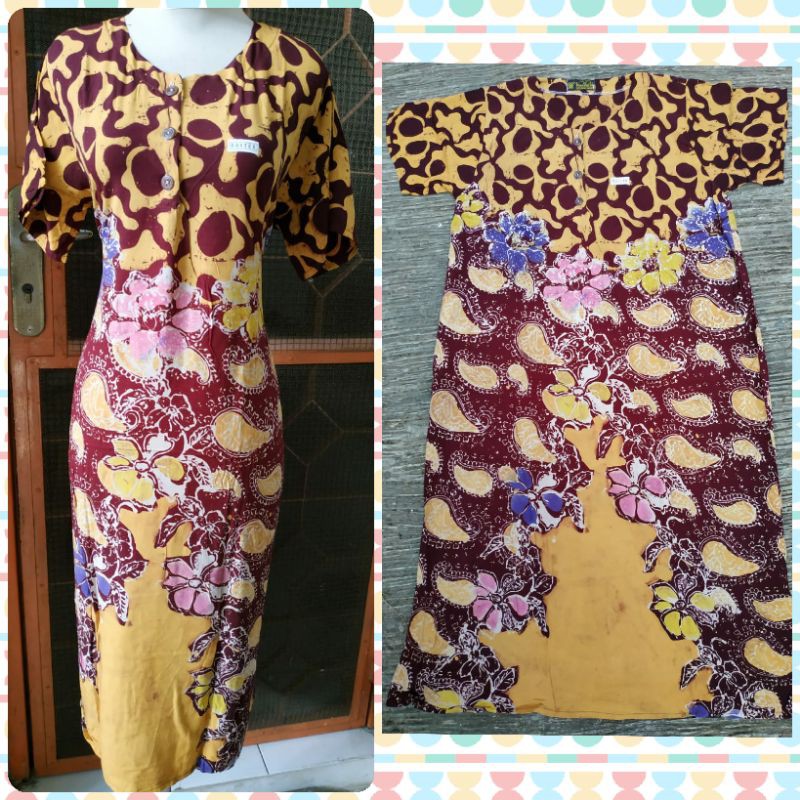 Daster Batik Cap Casual Harian Fashion Dress Wanita Elegan Murah Berkualitas