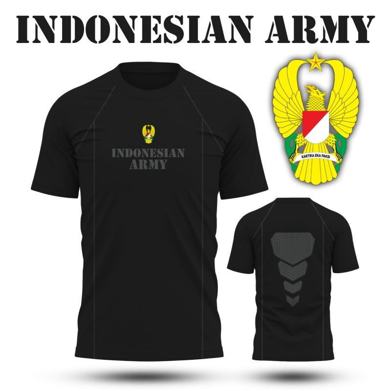 Kaos Baju Indonesian Army  TNI AD Jersey Tni Ad Hitam Bahan Drifit