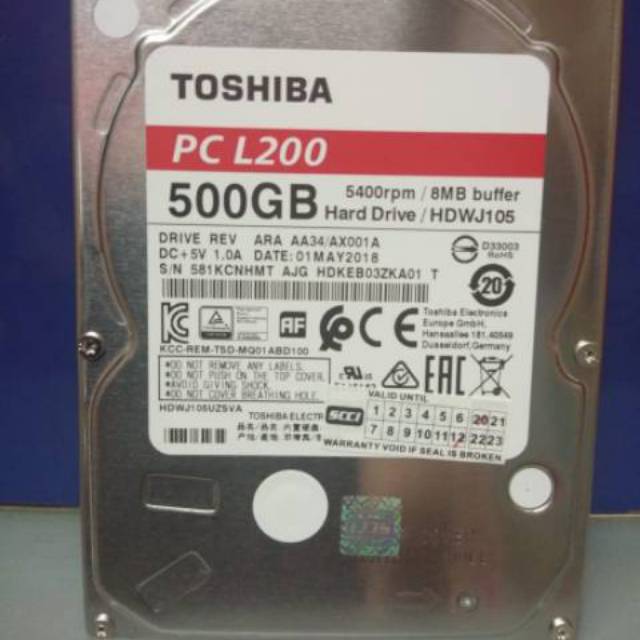 Toshiba Harddisk Laptop 500GB 2,5 Sata