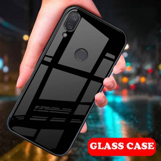 Glass Case Xiaomi Redmi Note 7 Casing Hardcase Anticrack Mi Note 7
