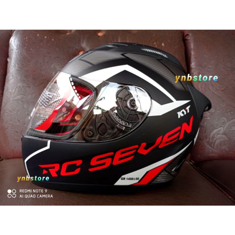 Helm KYT RC7 Motif 18 Matt Black Red Fullface Original | KYT RC7 Motif #18 Hitam Merah Doff Terbaru 