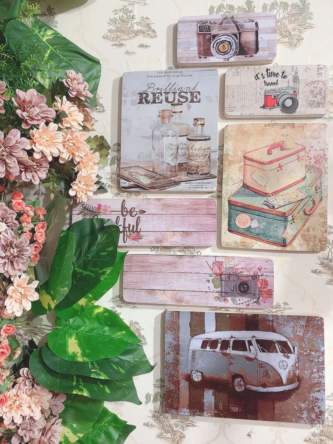 Dekorasi Dinding/poster Kayu / Ukuran Kecil 10x20cm / Time To Trevel