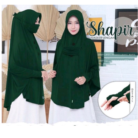 Jilbab Lengan Masker Hijab Tangan Tangan Shapir Ori Azlia