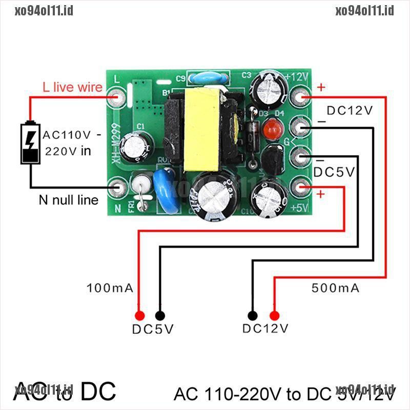 (XO) Papan Modul Konverter Mini AC-DC 220V Ke DC 12V 0.2A +