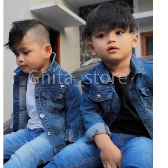Baru - Jaket Jeans anak umur 2-7 tahun KAIN JEANS TEBAL Jaket denim anak  jaket jeans anak 2022 KAIN