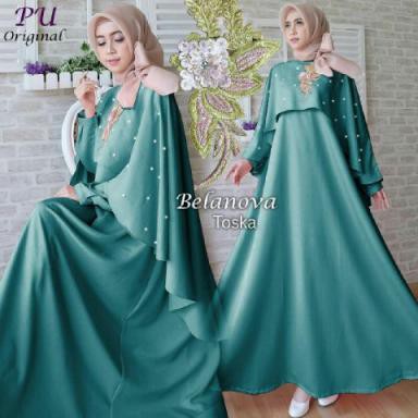 Maxi BELANOVA bahan roberto cavalli tabur mutiara ori PU - maxi dress muslim terbaru