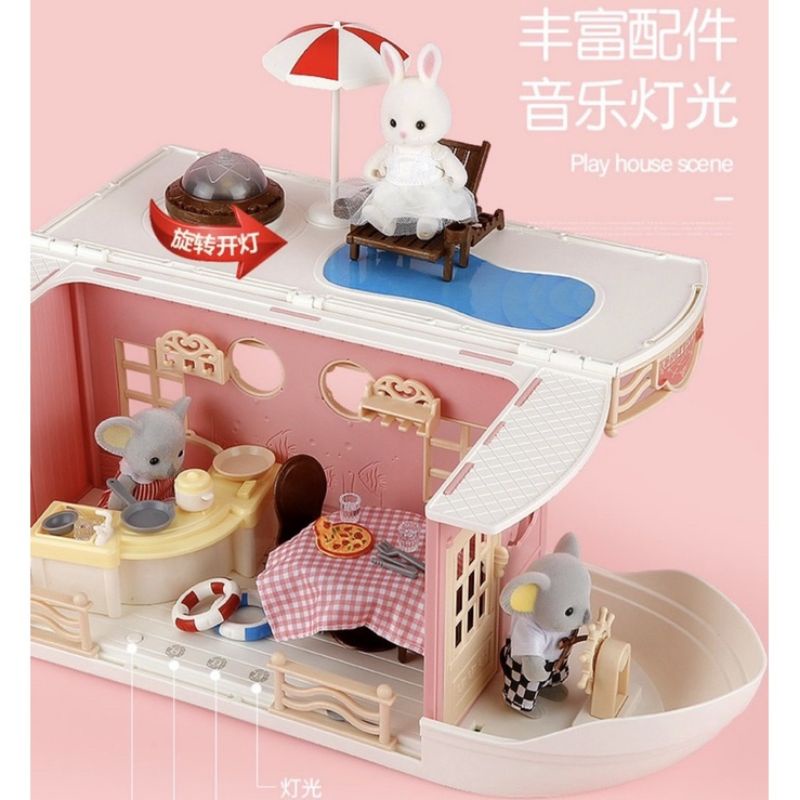 sylvanian families alike koala diary boat cruise ocean restaurant