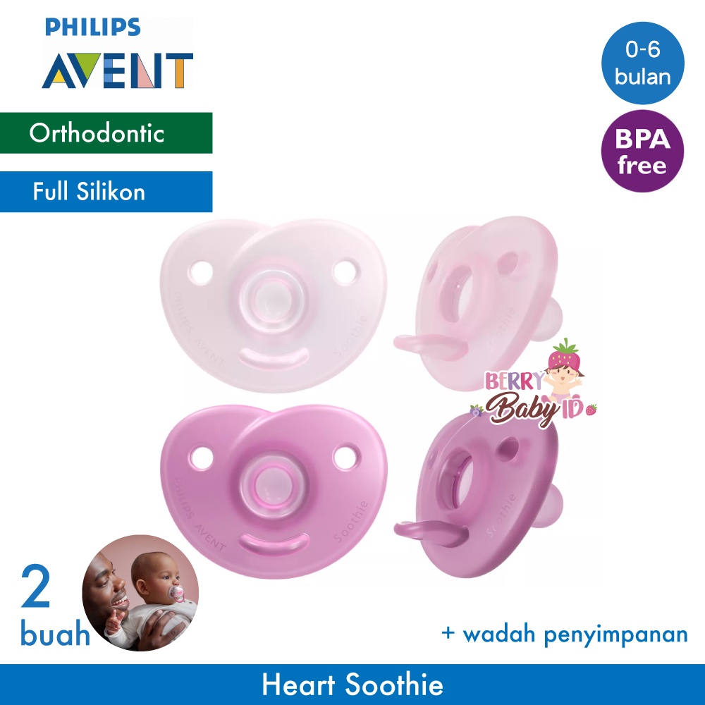 Philips Avent Soother Soothie Heart Empeng Silikon Bayi Pacifier 0-6m Berry Mart