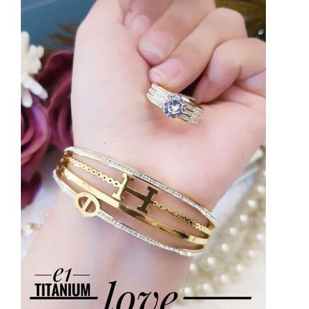 TiTanium set gelang cincin G8383848