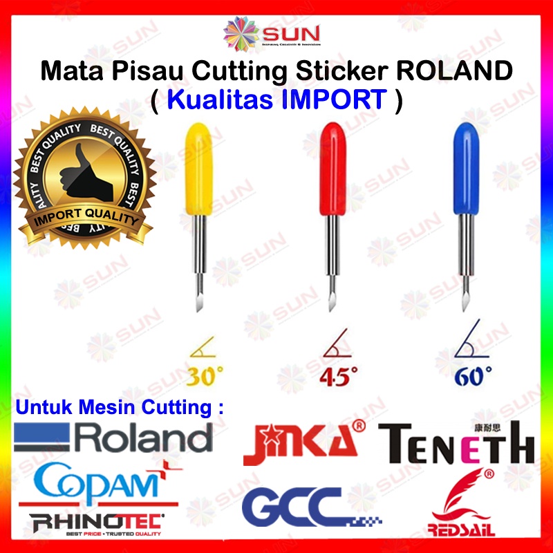 

Mata Pisau Import Mesin Cutting Sticker Roland Jinka Teneth Rhinotec Redsail Copam Harizo GCC 30 / 45 / 60 derajat( Daya tahan 2x Kualitas lokal ) 100% baru
