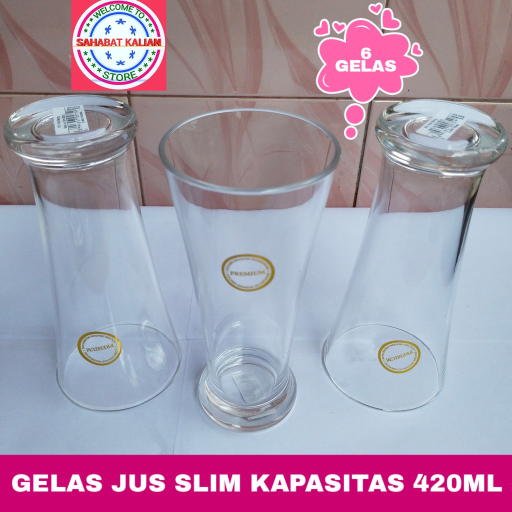 (6 PCS) GELAS JUS SLIM GOLDEN DRAGON 875 420ML