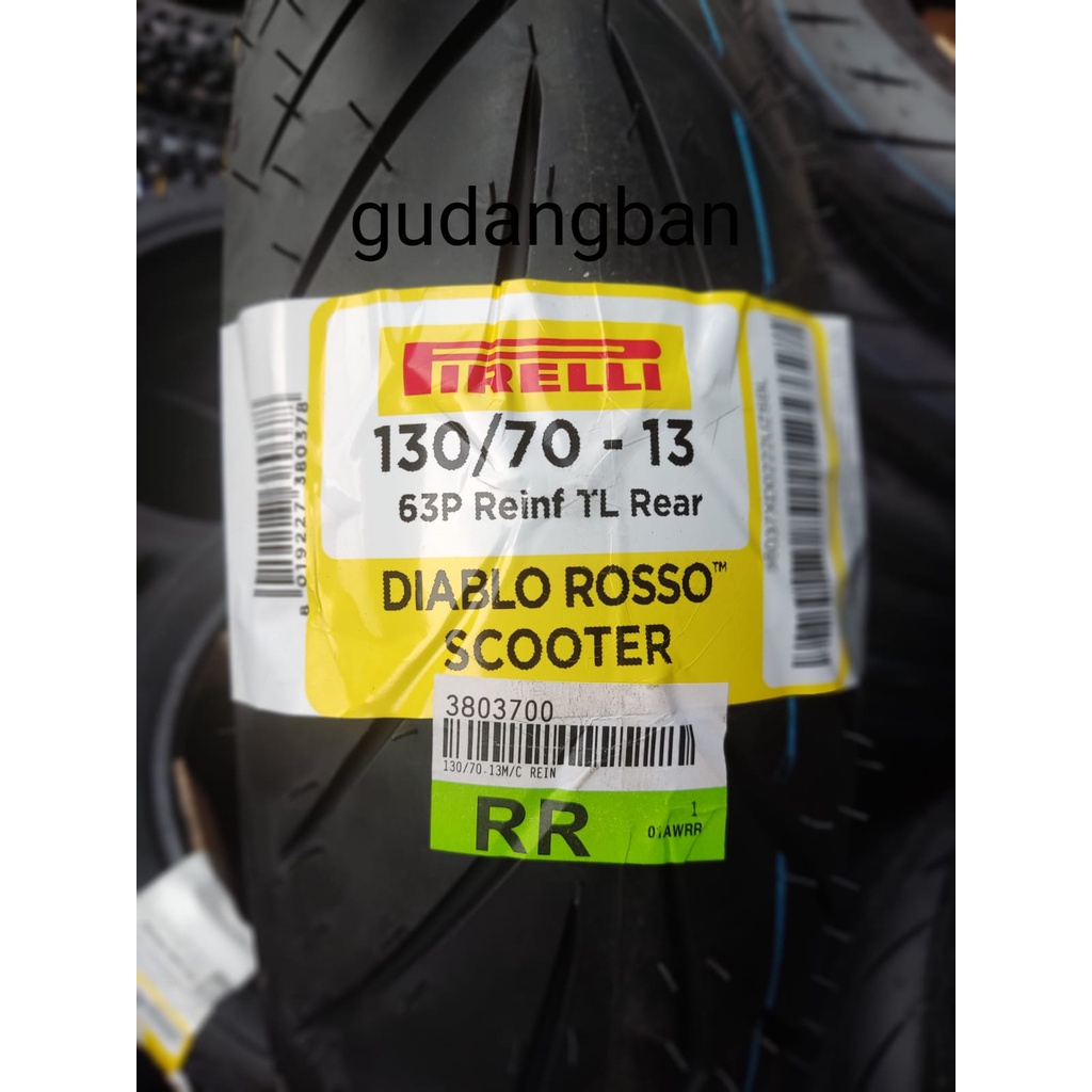 Pirelli Diablo Rosso Scooter 130 70 13 Tubeless Ban Luar Motor Nmax ADV PCX 160 belakang FREE PENTIL