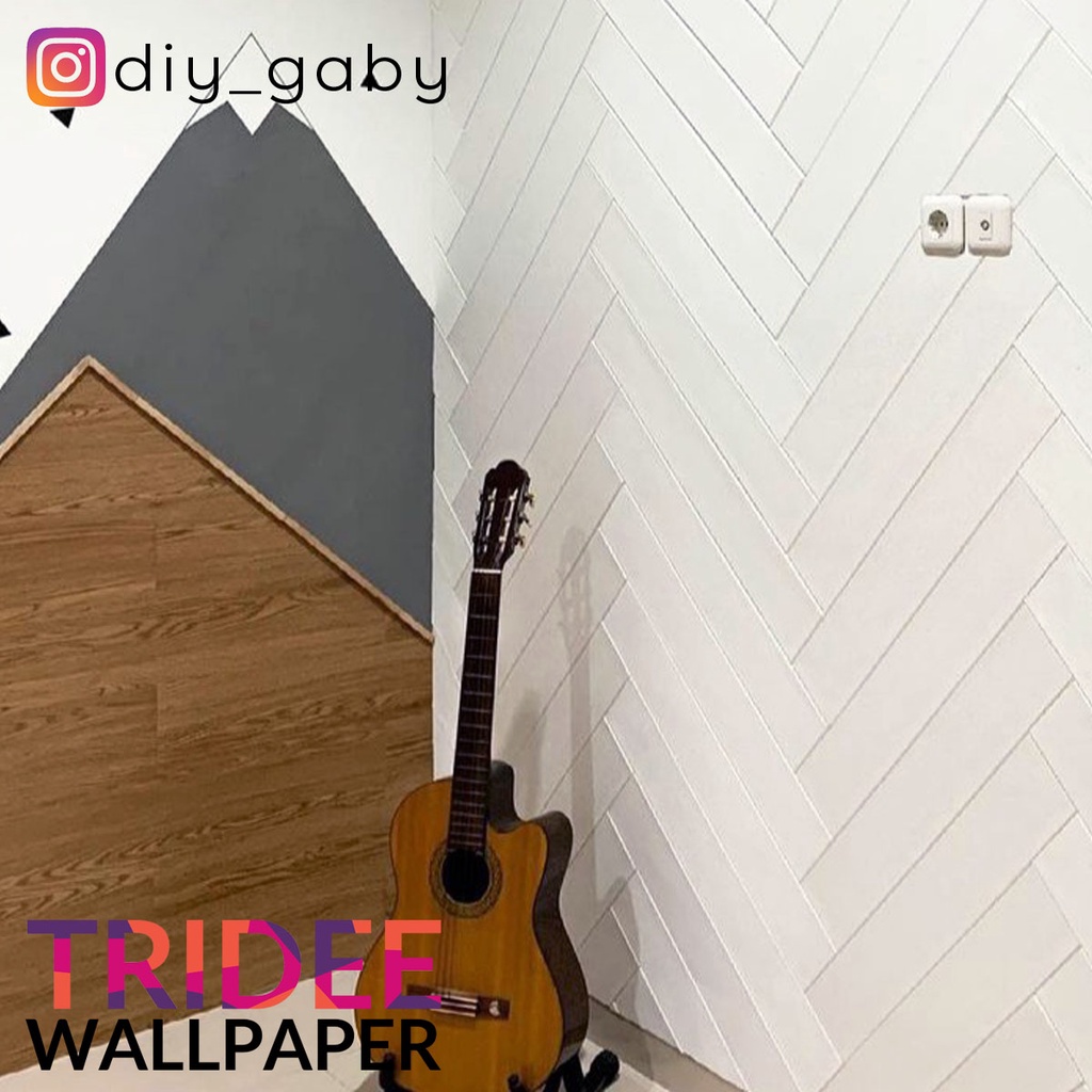 Wallpaper Foam 3D Kayu | TRIDEE STRIPE WOOD | Putih Cream | Wallpaper Dinding