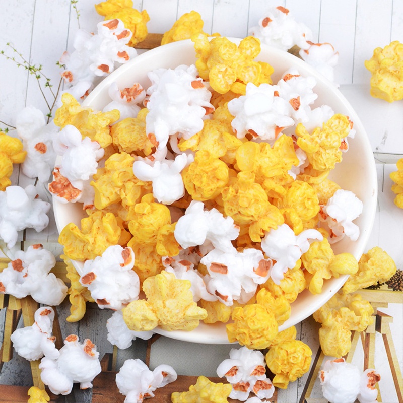 Mary 60-Piece Popcorn Plastik Miniatur Resin Dekorasi Popcorn Buatan Warna Campur Untuk Dekorasi Gantungan Kunci Rumah Boneka Diyatio