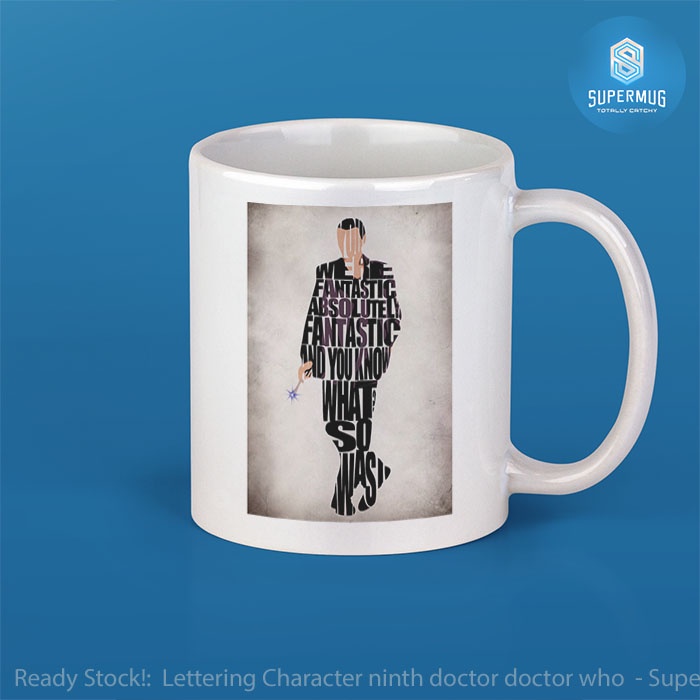 Mug Cangkir Desain Lettering Character ninth doctor doctor who