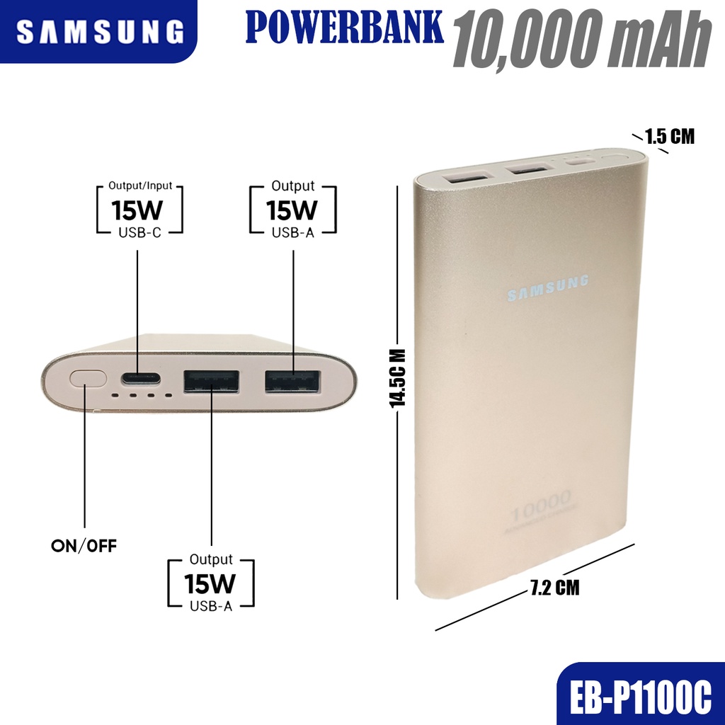 PowerBank Samsung 10000mAh Type-C SILVER Dual Port USB EB-P1100C