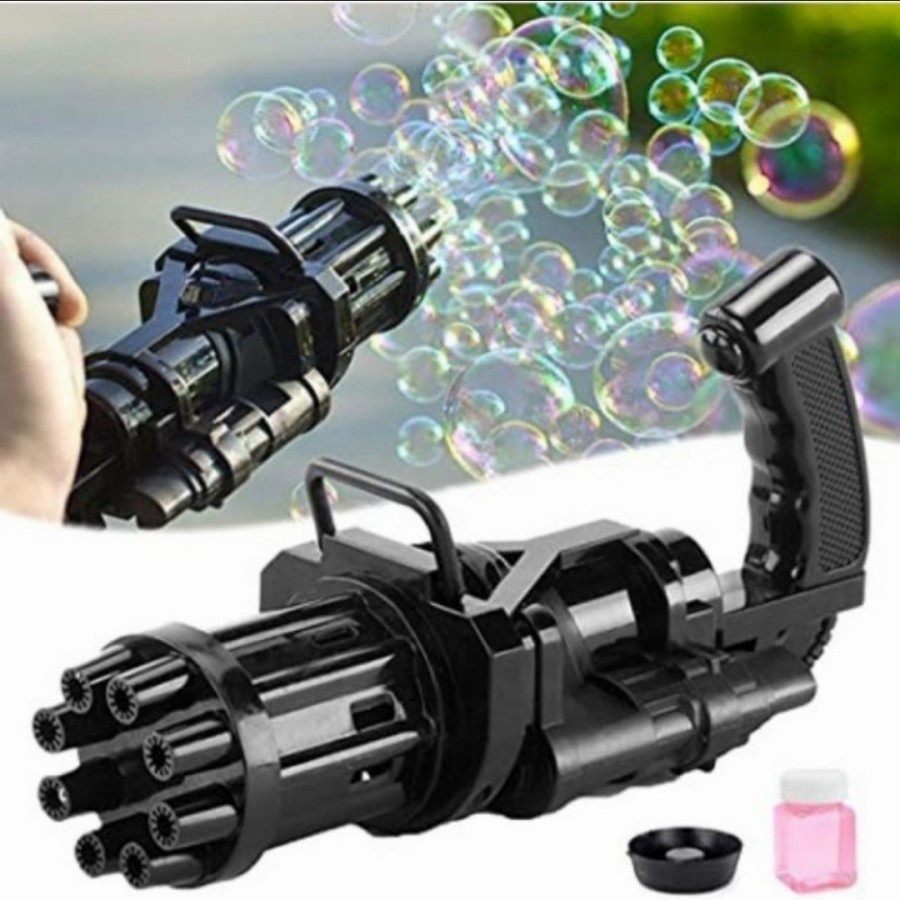Edufuntoys - BUBBLE GUN / Mainan Anak Tembak Bubble Gun Dolphin 5 Mata Gelembung Air Sabun SNI bubble dolphin 5 mata-gatling hitam dus