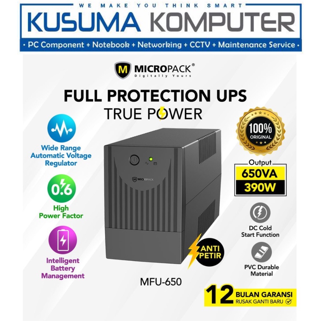 Micropack UPS MFU 650, MFU-650 Anti petir 650VA / 390W