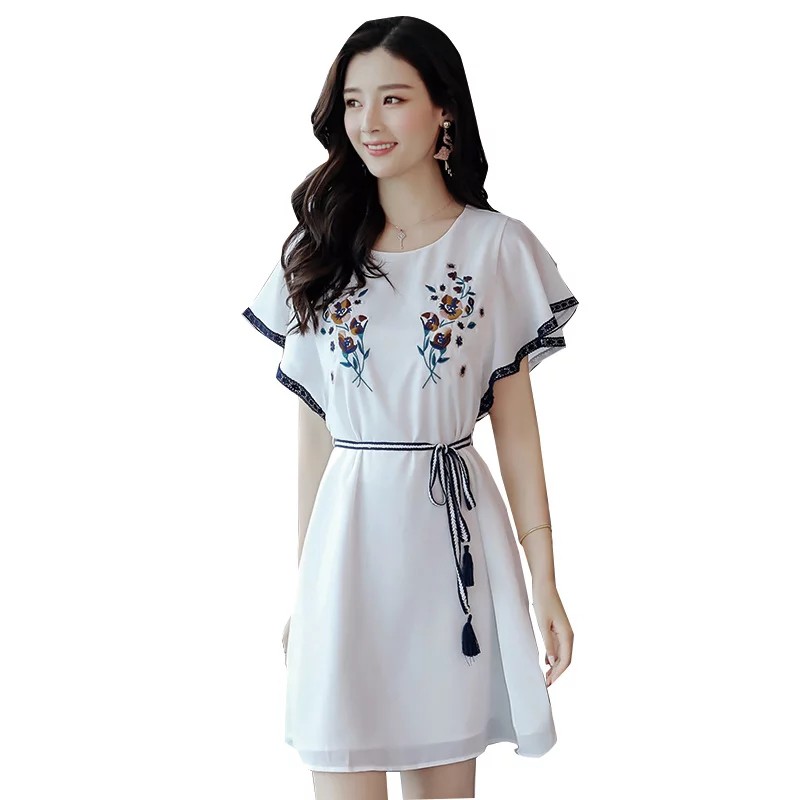 Dress Sifon Gaya Korea Variasi  Renda  Model  Terbaru XSHOP 