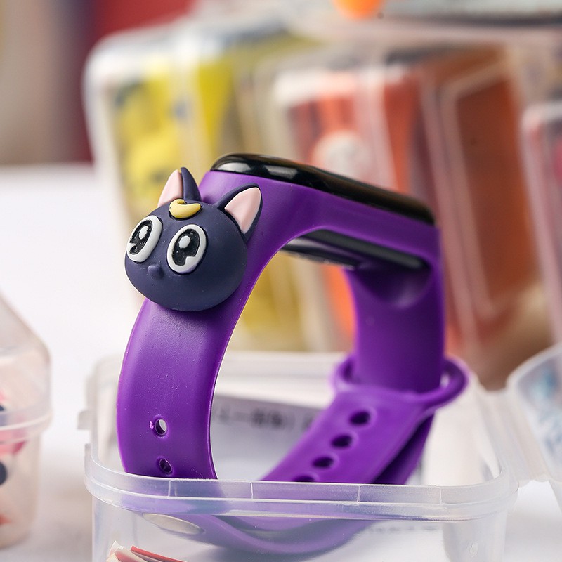 MIKADO - JT127 JAM TANGAN LED TAHAN AIR IP68 JAM TANGAN WANITA LED JAM WANITA JAM KARAKTER JAM LED-Ungu Kucing