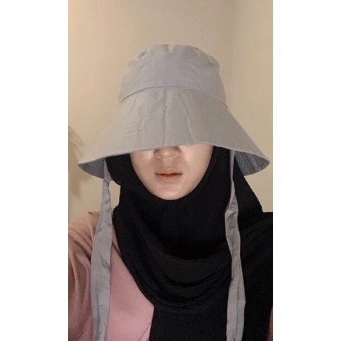 [TERLARIS] WIDE BUCKET HAT selebgram aksen tali /Bucket peniti/Topi Rimba polos topi wanita Terlaris!