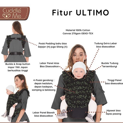 Cuddleme Ultimo Baby Carrier Plus Teething Pad Cuddle Me Gendongan Ransel Hipseat Bayi