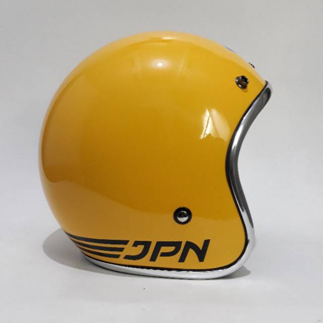 Helm Jpn Retro Kuning Gloss List Chrome/croom