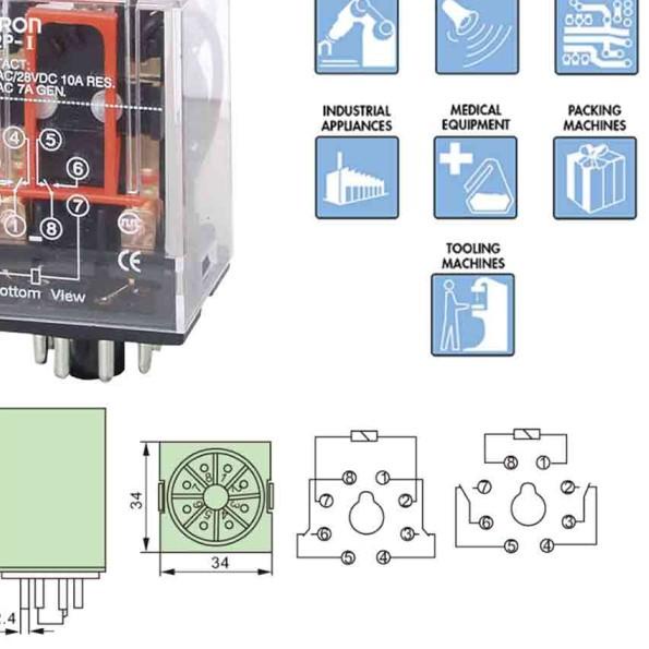 ➸ RELAY MK2P 12V OMRON / RELAY MK2PN 24VOLT OM / RELAY MK2P-I 220V 8KAKI - 12VDC ➪