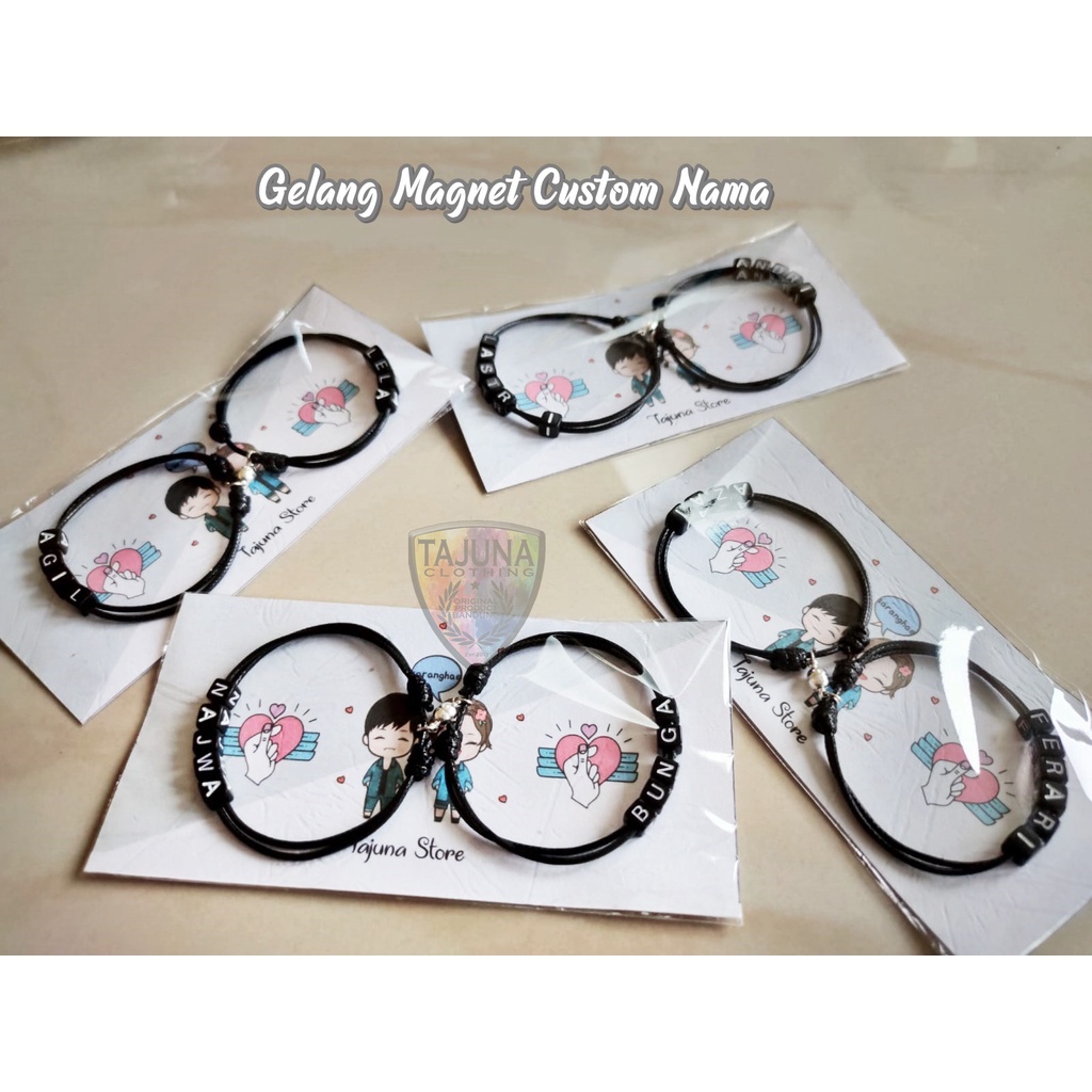 satu pasang gelang cauple/ pasangan/gelang persahabatan/gelang magnet bisa custom inisial atau nama