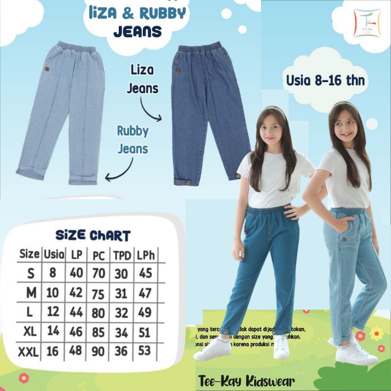 READY STOK ❗ CELANA JEANS ANAK DENIM LIZA RUBBY TEEKAY